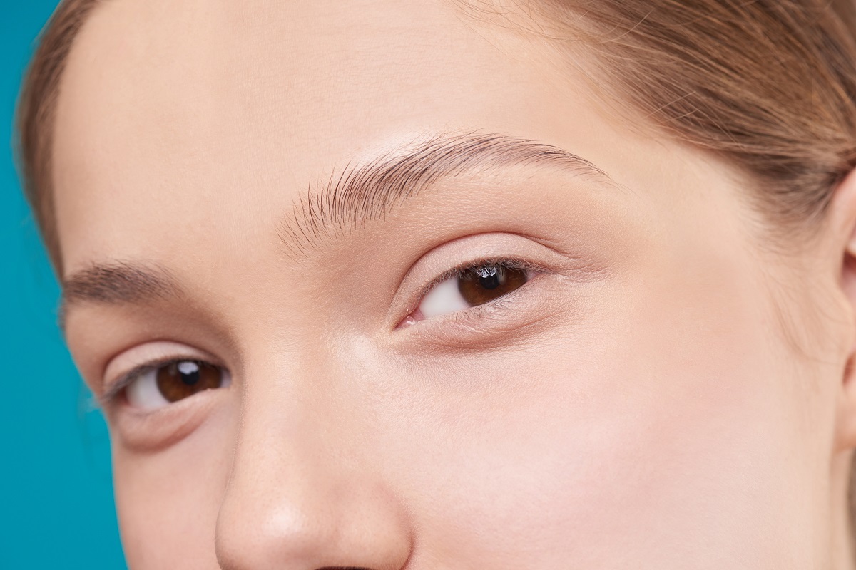 close up of a woman's eye area